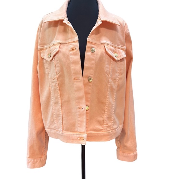 Michael Kors Jean Trucker Jacket, melon color. XL EUC - Picture 1 of 8